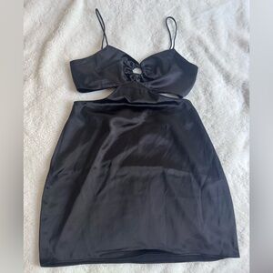 Zara Sleek Black Satin Dress